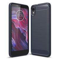 Geborsteld textuur Carbon Fiber schokbestendig TPU Case voor MOTO E6 - thumbnail