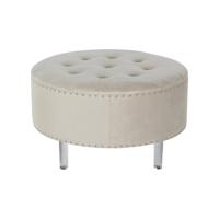 Kruk DKD Home Decor Beige Zilverkleurig Polyester Hout MDF 80 x 80 x 43 cm - thumbnail