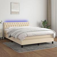 Boxspring met matras en LED stof crèmekleurig 140x200 cm - thumbnail