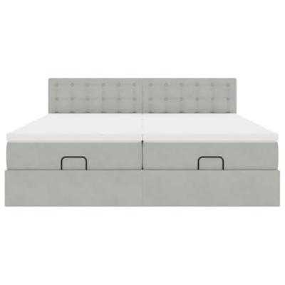 Ottoman bed met matrassen 200x200cm fluweel lichtgrijs