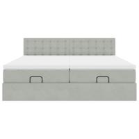 Ottoman bed met matrassen 200x200cm fluweel lichtgrijs - thumbnail