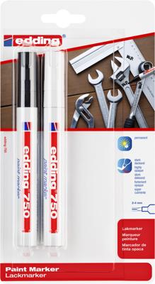 Edding 750 Paint Marker 4-750-2-3999 Lakmarker Zwart, Wit 2 mm, 4 mm Edding 750 Paint Marker 4-750-2-3999 Lakmarker Zwart, Wit 2 mm, 4 mm