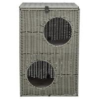 Trixie kattenmand amalia hoekig polyrattan grijs - thumbnail