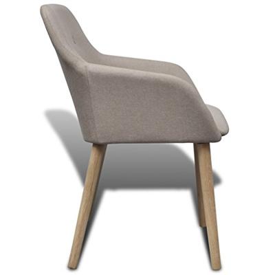 Eetkamerstoelen 2 st stof en massief eikenhout beige