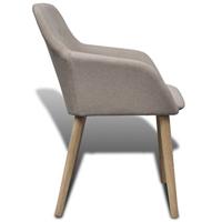 Eetkamerstoelen 2 st stof en massief eikenhout beige - thumbnail
