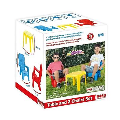 Dolu tafel met 2 stoelen blauw/rood/geel - thumbnail