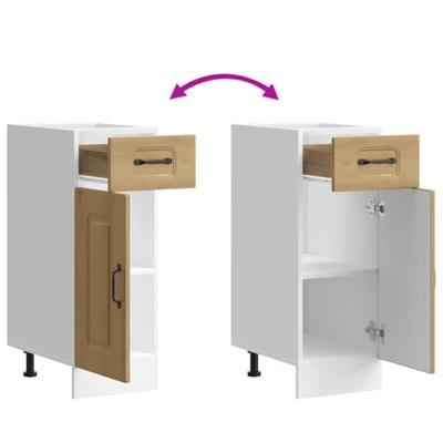 Onderkast Kalmar bewerkt hout artisanaal eikenkleur