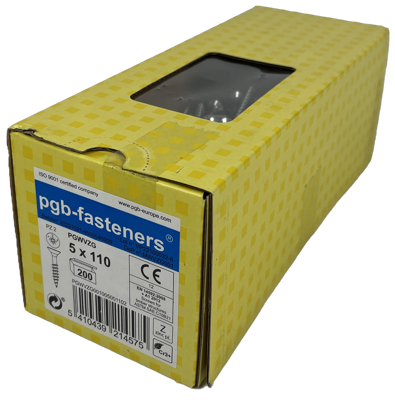 pgb-Europe PGB-FASTENERS | Spaanplaatschroef VZK-Z Ø 5,0x110 Zn | 200 st - PGWVZG001005001102