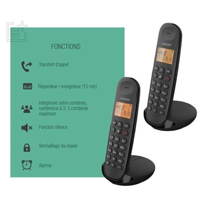 Draadloze vaste telefoon - LOGICOM - DECT ILOA 255T DUO - Zwart - Met antwoordapparaat