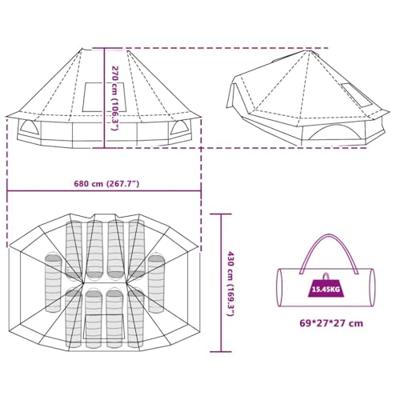 Familie Tipi Tent met dak Blauw 680 x 430 x 270 cm