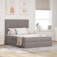 Opbergbed met LED met matras Taupe 140 x 200 cm Polyester - thumbnail