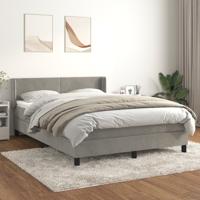 Boxspring met matras fluweel lichtgrijs 140x210 cm - thumbnail