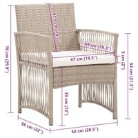 Tuinstoelen met kussens 2 st poly rattan beige - thumbnail