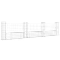 VidaXL Schanskorf u-vormig met 4 palen 380x20x100 cm ijzer - thumbnail