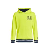 WE Fashion hoodie met tekst neon geel/donkerblauw/wit - thumbnail