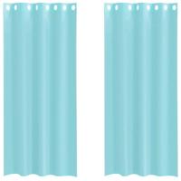 Gordijnen voile met doorvoertules 2 st turkoois - thumbnail