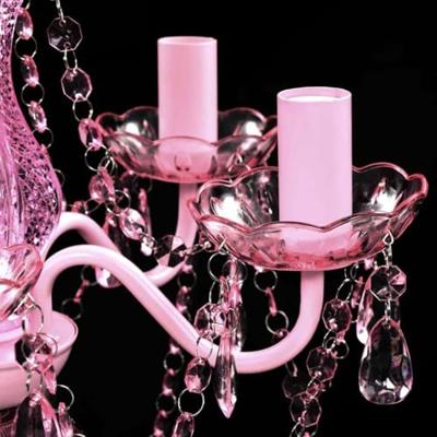 VidaXL Kristallen licht met 5 gloeilampen rosa - thumbnail