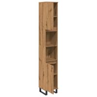 Badkamerkast 30x30x190 cm bewerkt hout artisanaal eikenkleurig - thumbnail