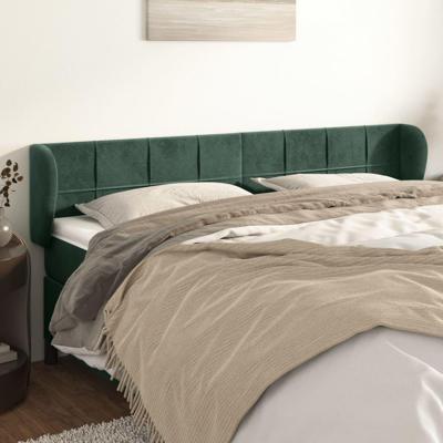 Hoofdbord met randen 163x23x78/88 cm fluweel donkergroen