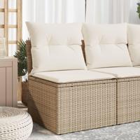 Tuinstoel zonder armleuning met kussens poly rattan beige - thumbnail