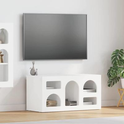 TV-kast Wit 80 x 35 x 40 cm Bewerkt hout