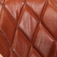 Kuipstoel echt leer en massief mangohout bruin - thumbnail