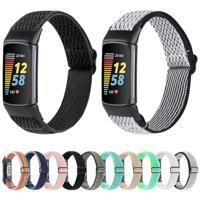 FitBit Charge 5 & 6 Elastische solo loop nylon bandje - Wit - thumbnail