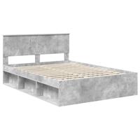 Bedframe met hoofdeinde Beton 140 x 190 cm Massief grenenhout - thumbnail