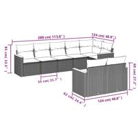 8-delige Loungeset met kussens poly rattan zwart - thumbnail