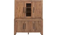Goossens Buffetkast Roots, 1 glasdeur 5 dichte deuren, donkergrijs eiken, 170 x 210 x 45 cm, stijlvol landelijk - thumbnail