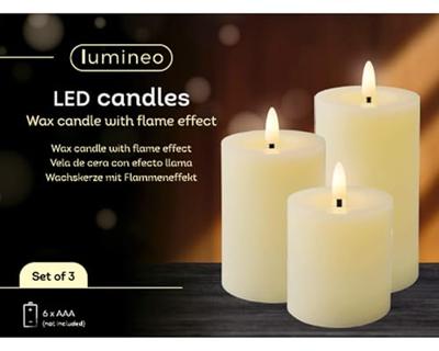 Kaarsenset LED Lumineo warm-wit 3 stuks Kaarsenset LED Lumineo warm-wit 3 stuks