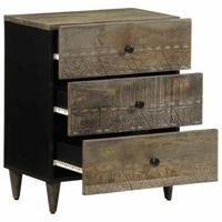 Nachtkastje 50x33x60 cm massief mangohout lichtgrijs - thumbnail