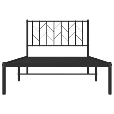 Bedframe met hoofdbord metaal zwart 100x190 cm