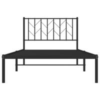 Bedframe met hoofdbord metaal zwart 100x190 cm - thumbnail