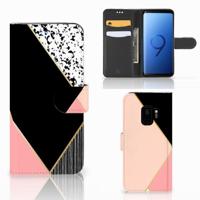 Samsung Galaxy S9 | Book Case | Zwart Roze Vormen - thumbnail