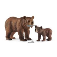 Schleich Safari - VROUWELIJKE GRIZZLYBEER MET GRIZZLYBEERTJE 42473 - thumbnail