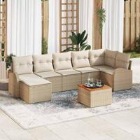 Tuinbankenset met opslag 8 pcs Beige en Crème poly rattan - thumbnail