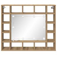 Spiegelkast met plank artisanaal eikenkleurig 91 x 15 x 76.5 cm - thumbnail