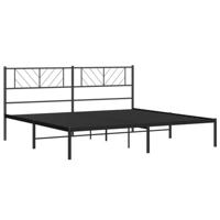 Bedframe met hoofdbord metaal zwart 193x203 cm - thumbnail