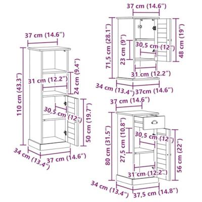 Badkamermeubelset VIGO 5 pcs Honingbruin 37 x 34 x 110 cm