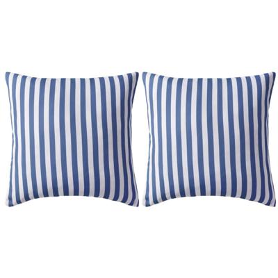 VidaXL Buitenkussens 45x45 cm gestreept marineblauw 2 st