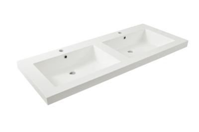 Wiesbaden Vision dubbele kunstmarmer wastafel 120x46 wit Wiesbaden Vision dubbele kunstmarmer wastafel 120x46 wit