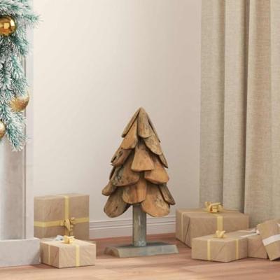 VidaXL Kerstboom met standaard bruin 61 cm massief teakhout VidaXL Kerstboom met standaard bruin 61 cm massief teakhout