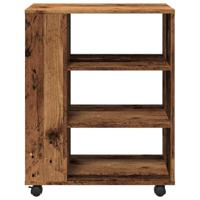Rolkast 60x35x75 cm bewerkt hout oud houtkleurig - thumbnail