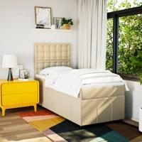 Boxspring met matras stof crèmekleurig 80x200 cm - thumbnail