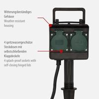 Brennenstuhl 1154450 Buitenstopcontact 4-voudig Zwart, Groen Met grondspies - thumbnail