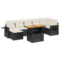 8-delige Loungeset met kussens poly rattan zwart - thumbnail