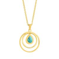 Verguld Gouden Ketting met Turkoois Edelsteen Druppel Hanger - thumbnail