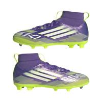 adidas F50 League Mid Gras / Kunstgras Voetbalschoenen (MG) Kids Paars Wit Neongeel - thumbnail