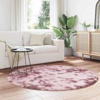 Hoogpolig vloerkleed NAVARRA 160x160 cm polyester stoffig roze - thumbnail